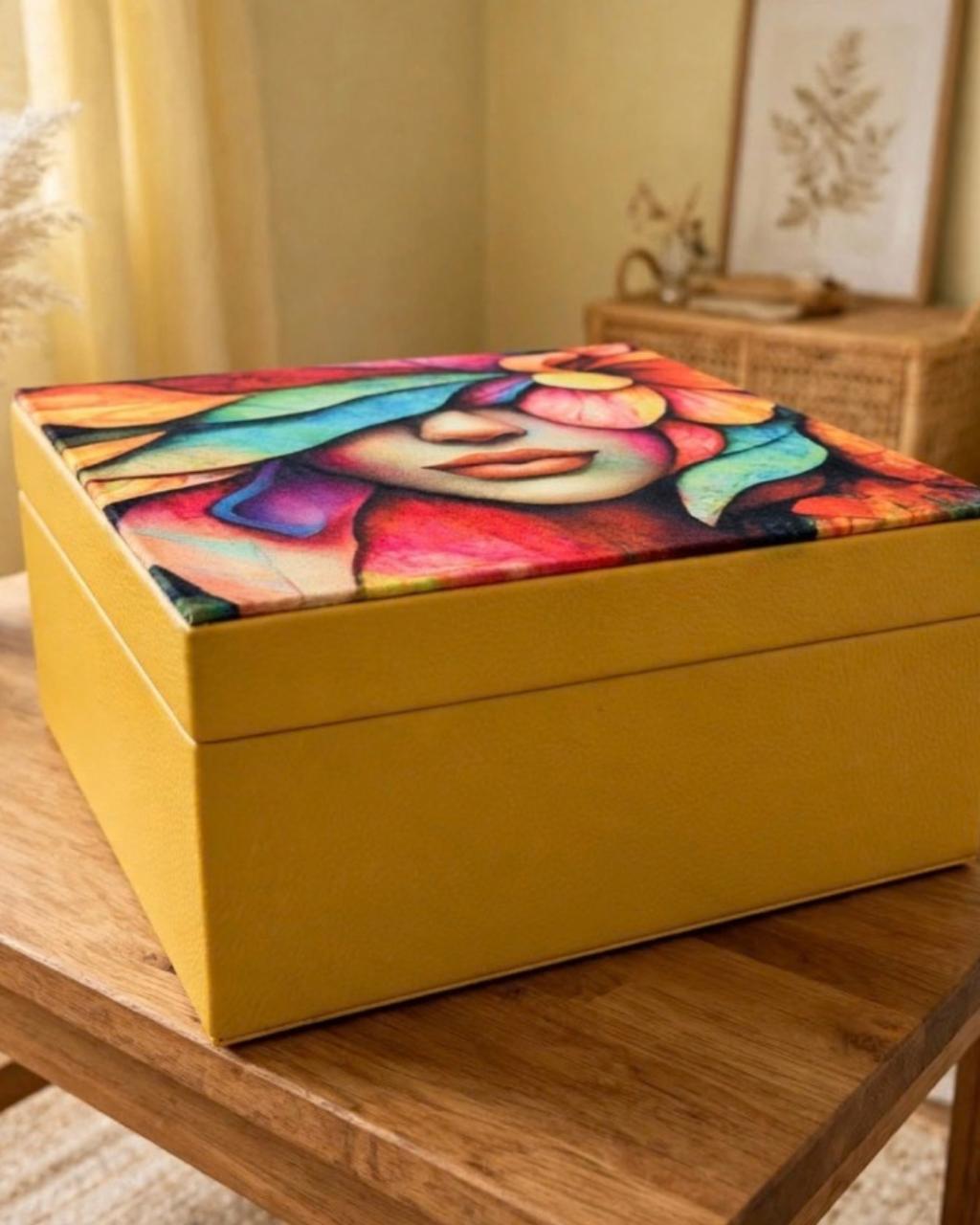 COFFRET | BOITE EN CUIR ET FAUX DAIM FLOWERS