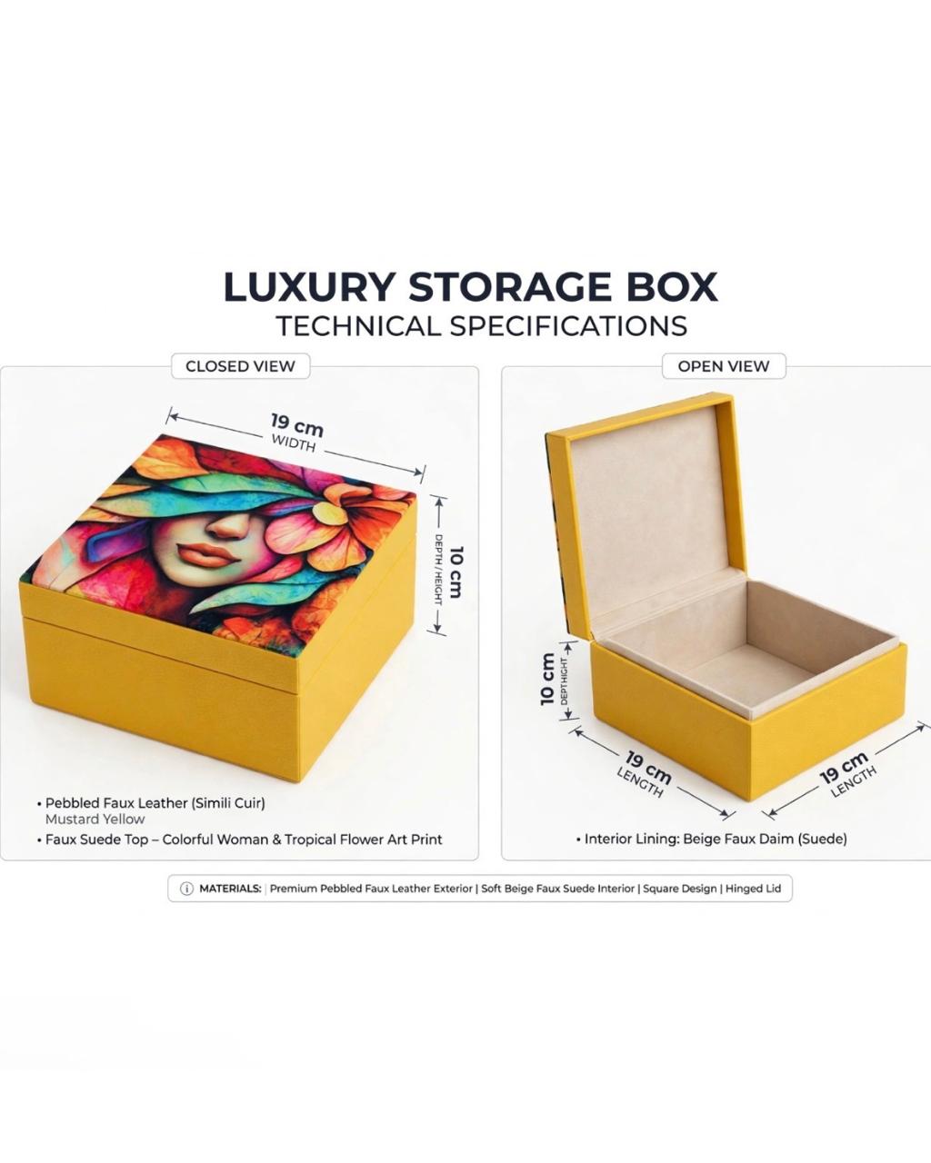 COFFRET | BOITE EN CUIR ET FAUX DAIM FLOWERS